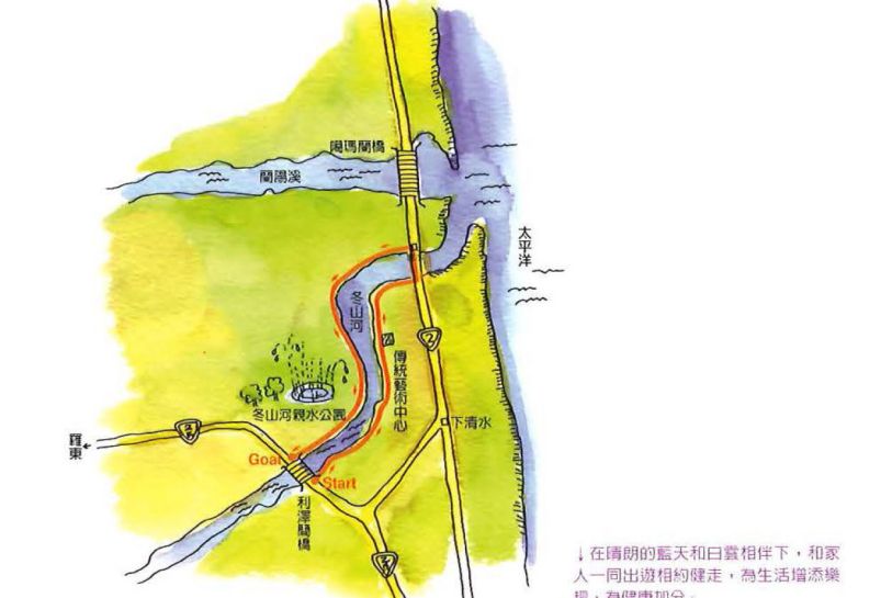 冬山河自行車道-波光粼粼的河川水色