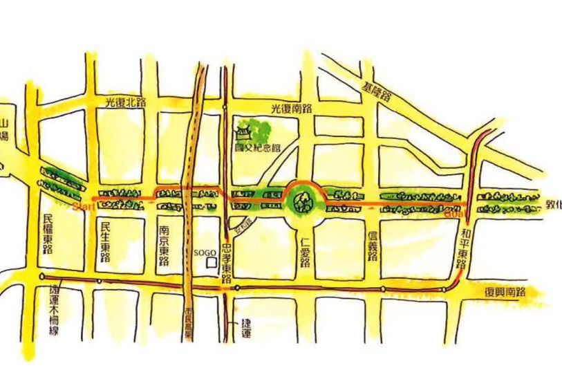 敦化南、北路-城市綠廊忙裡偷閒